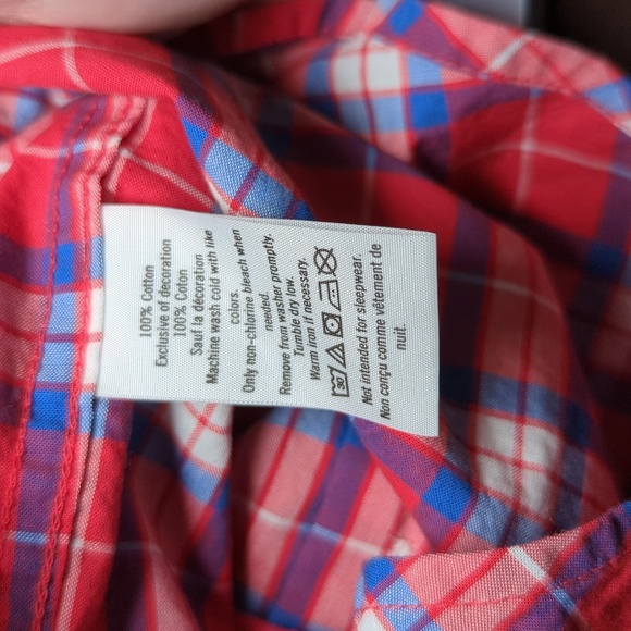 Janie and Jack Red White Blue Button Down Roll-Tab Sleeve Shirt Cotton Size 3 - Picture 5 of 5